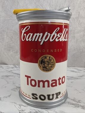 Vtg 1999 Campbell’s Tomato Soup Can Cookie Jar Gibson Can Opener Lid Ceramic